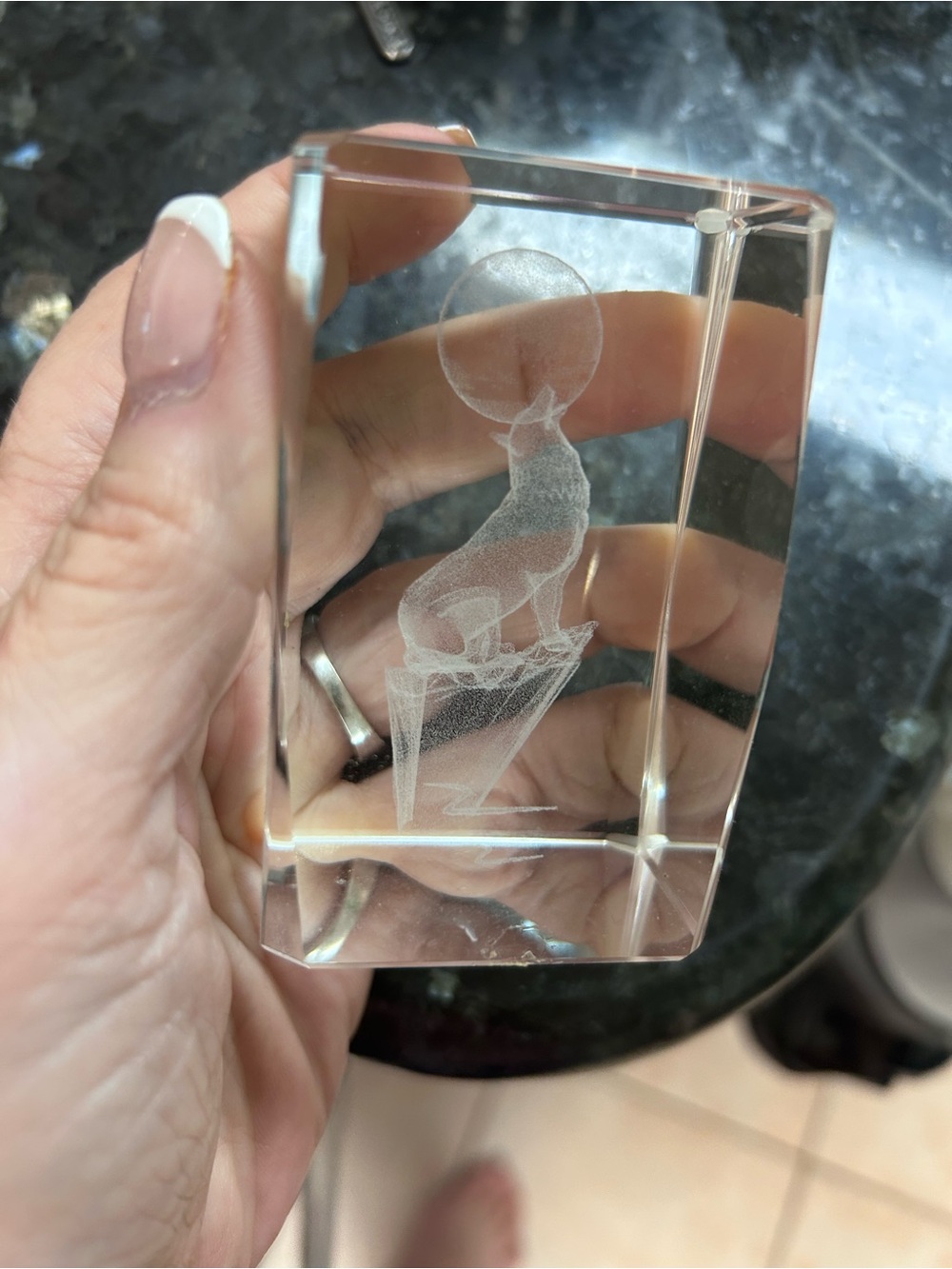 Crystal 3D Art Block Sculpture - Clear